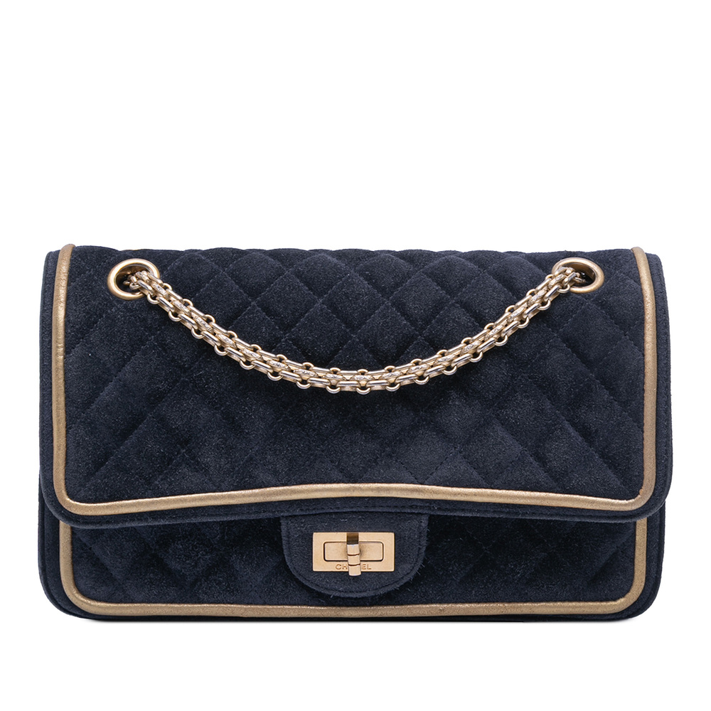 Pre-Loved Chanel Reissue 2.55 Quilted Suede Double Flap 225